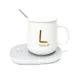Taza Calentadora Eléctrica Lucky Cerámica Blanca Con Base Calefactora, Tapa Y Cuchara Dorada 5