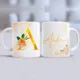 Taza Inicial Dorada Floral ? personalizada con tu nombre