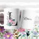 Taza Inicial Peonías Personalizada con Nombre 3