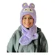 Gorro y Bufanda de Peluche Lila con Diseño de Conejo, Set de Accesorio de Invierno Suave