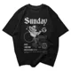Polo Streetwear Sunday — Rosa geométrica poligonal en blanco y negro 2