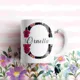 Taza Inicial Flores Fucsia Personalizada con Nombre 9