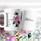 Taza Inicial Peonías Personalizada con Nombre 10