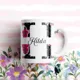Taza Inicial Flores Fucsia Personalizada con Nombre 5
