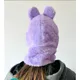 Gorro y Bufanda de Peluche Lila con Diseño de Conejo, Set de Accesorio de Invierno Suave 3