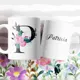 Taza Inicial Peonías Personalizada con Nombre 4