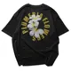Polo Streetwear PLUMERIA FLOWERS — Flores blancas estilo poligonal en círculo 2