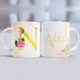 Taza Inicial Dorada Floral personalizada con tu nombre 10