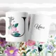 Taza Inicial Peonías Personalizada con Nombre 7