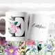Taza Inicial Peonías Personalizada con Nombre 9