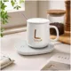 Taza Calentadora Eléctrica Lucky Cerámica Blanca Con Base Calefactora, Tapa Y Cuchara Dorada 3