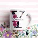Taza Inicial Flores Fucsia Personalizada con Nombre 10